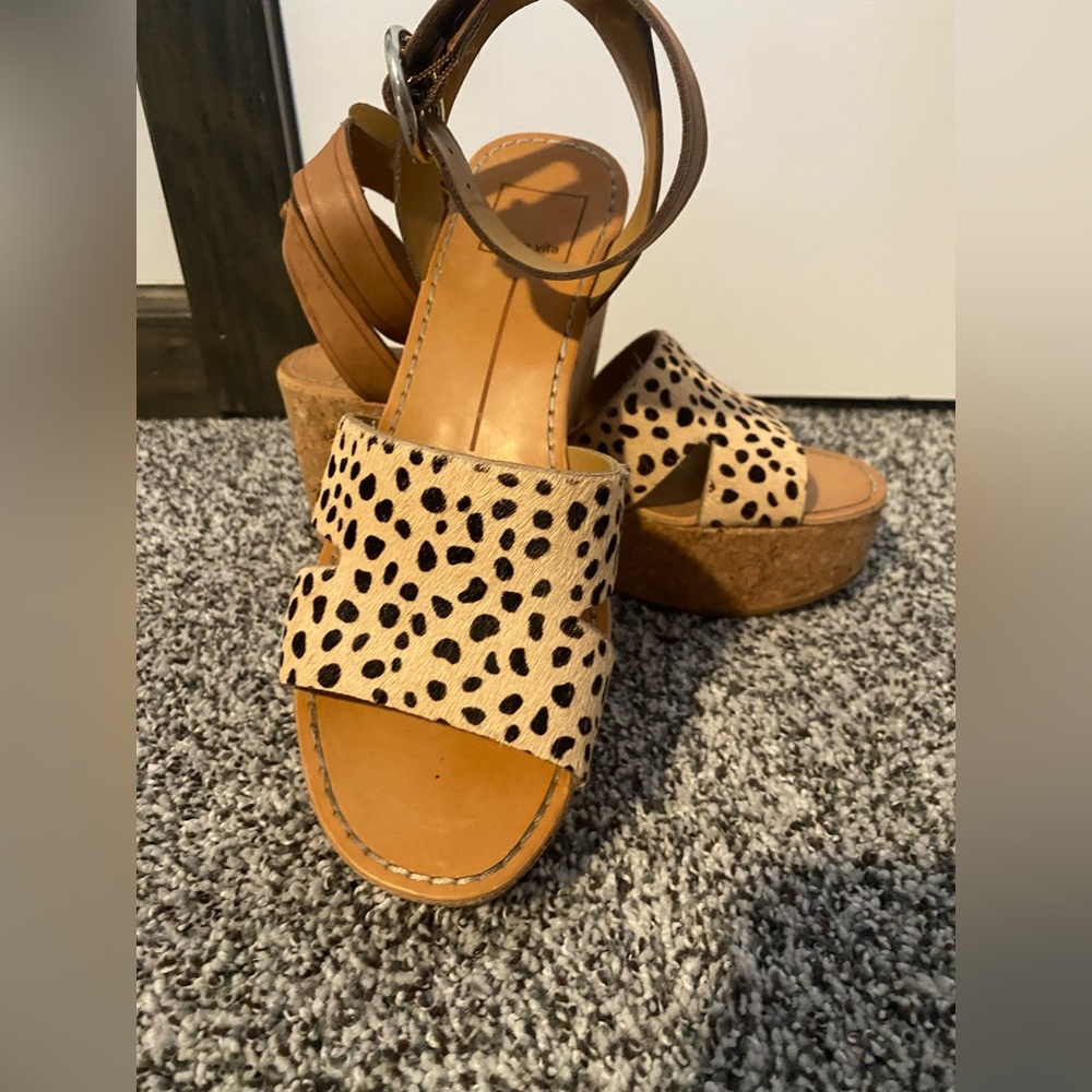 Dolce Vita leopard cork wedge